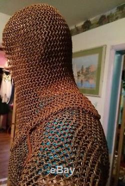 Vintage Medieval Knight Suit of Armor Combat Body Armour helmet & chainmail