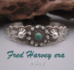 Vintage Old Pawn Sterling Navajo Fred Harvey era Carico Lake Turquoise Bracelet