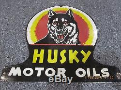 Vintage Porcelain HUSKY enamel (2) signs. LOOK you wont be disappointed