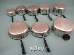 Vintage Revere Ware 8 PC LOT SET 2 Skillets 5 Sauce pans 1 Stock Pot NO LIDS