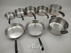 Vintage Revere Ware 8 PC LOT SET 2 Skillets 5 Sauce pans 1 Stock Pot NO LIDS