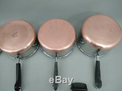 Vintage Revere Ware 8 PC LOT SET 2 Skillets 5 Sauce pans 1 Stock Pot NO LIDS