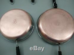 Vintage Revere Ware 8 PC LOT SET 2 Skillets 5 Sauce pans 1 Stock Pot NO LIDS