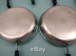 Vintage Revere Ware 8 PC LOT SET 2 Skillets 5 Sauce pans 1 Stock Pot NO LIDS