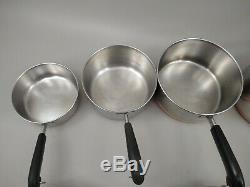 Vintage Revere Ware 8 PC LOT SET 2 Skillets 5 Sauce pans 1 Stock Pot NO LIDS