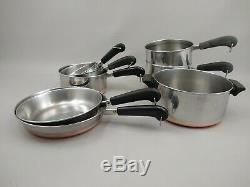 Vintage Revere Ware 8 PC LOT SET 2 Skillets 5 Sauce pans 1 Stock Pot NO LIDS