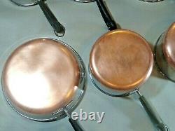 Vintage Revere Ware 8 Piece LOT SET Sauce Pans Skillet PRE 1968 NO LIDS NICE