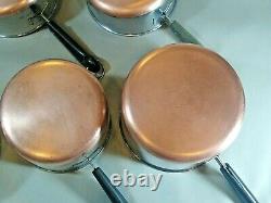 Vintage Revere Ware 8 Piece LOT SET Sauce Pans Skillet PRE 1968 NO LIDS NICE