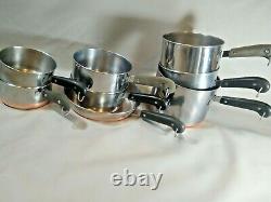 Vintage Revere Ware 8 Piece LOT SET Sauce Pans Skillet PRE 1968 NO LIDS NICE