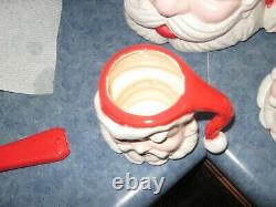 Vintage Santa Claus Punch Bowl Set 6 Head Mugs Cups Ladle Ceramic Set christmas