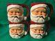 Vintage Set Of 4 Lefton's Santa Claus Face/pipe Christmas Ceramic Mug Cup