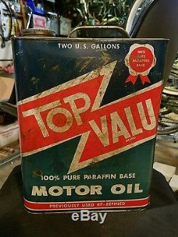 Vintage TOP VALU MOTOR OIL 2 Gallon Can Portland Oregon Magee Wholesale