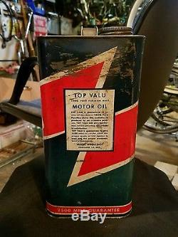 Vintage TOP VALU MOTOR OIL 2 Gallon Can Portland Oregon Magee Wholesale