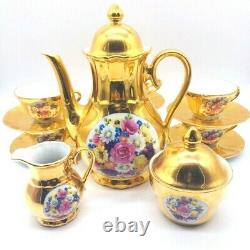 Vintage Tea Set Gold Plated Bareuther Waldsassen Bavaria Germany Demitasse Set