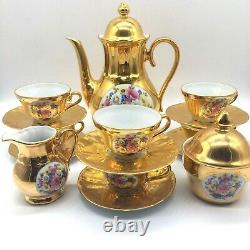 Vintage Tea Set Gold Plated Bareuther Waldsassen Bavaria Germany Demitasse Set