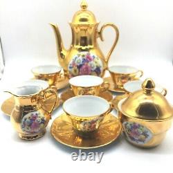 Vintage Tea Set Gold Plated Bareuther Waldsassen Bavaria Germany Demitasse Set