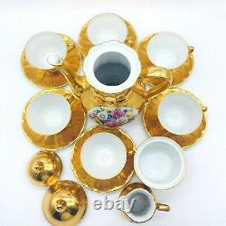 Vintage Tea Set Gold Plated Bareuther Waldsassen Bavaria Germany Demitasse Set