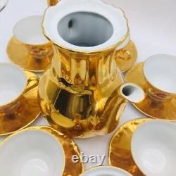 Vintage Tea Set Gold Plated Bareuther Waldsassen Bavaria Germany Demitasse Set