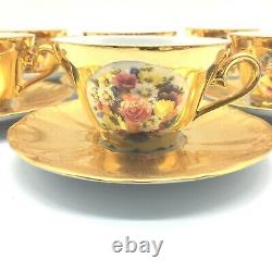 Vintage Tea Set Gold Plated Bareuther Waldsassen Bavaria Germany Demitasse Set