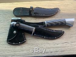Vintage Western Boulder USA Black Beauty Hatchet & F39 Knife Combo Set withSheath