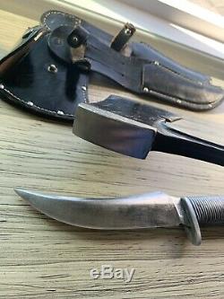 Vintage Western Boulder USA Black Beauty Hatchet & F39 Knife Combo Set withSheath