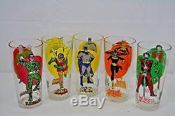Vtg. 1976 Pepsi Super Hero Series Glasses Batman, Bat Girl, Robin, Riddler, Joker
