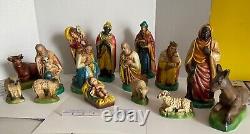 Vtg Nativity Antique Chalkware Jesus Mary Joseph Figurines Plus Complete Set Va