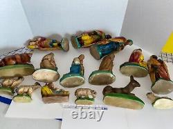 Vtg Nativity Antique Chalkware Jesus Mary Joseph Figurines Plus Complete Set Va