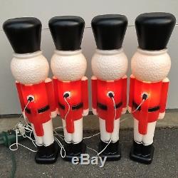 Vtg Set 4 Union Products Nutcracker Soldiers 30 Christmas Lighted Blow Mold