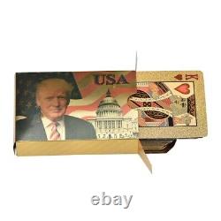 WHOLESALE 100 PCS Donald Trump Gold Foil Waterproof Plastic Playing Cards USA