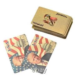 WHOLESALE 100 PCS Donald Trump Gold Foil Waterproof Plastic Playing Cards USA
