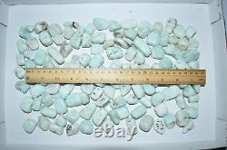 WHOLESALE Aragonite Light Blue Tumbled Stones from Congo 1.5 kg parcel # 5152