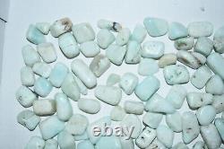 WHOLESALE Aragonite Light Blue Tumbled Stones from Congo 1.5 kg parcel # 5152