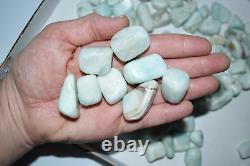 WHOLESALE Aragonite Light Blue Tumbled Stones from Congo 1.5 kg parcel # 5152