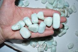 WHOLESALE Aragonite Light Blue Tumbled Stones from Congo 1.5 kg parcel # 5152