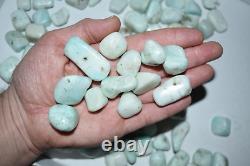 WHOLESALE Aragonite Light Blue Tumbled Stones from Congo 1.5 kg parcel # 5152