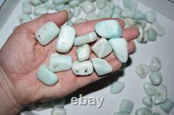 WHOLESALE Aragonite Light Blue Tumbled Stones from Congo 1.5 kg parcel # 5152