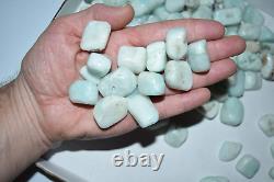 WHOLESALE Aragonite Light Blue Tumbled Stones from Congo 1.5 kg parcel # 5152