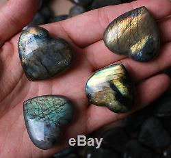 WHOLESALE PRICE! 100Pcs Beautiful Labradorite Rough Polished Love Heart For Gift