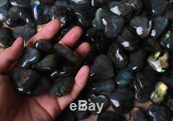 WHOLESALE PRICE! 100Pcs Beautiful Labradorite Rough Polished Love Heart For Gift