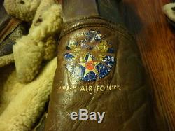 WW II USAAF leather /wool flight suit (group of 6) Jacket/pants/boots/gloves