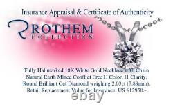 Wedding 2.03 CT H I1 Diamond Pendant Necklace 18K White Gold Solitaire 54309271