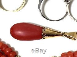 Whole sale antique natural coral necklace coral ring bracelet collection gold