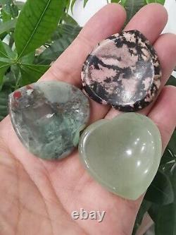 Wholesale! 50pcs Mix Crystal Love Heart Worry Stone Palm Stone Rei Healing Gift