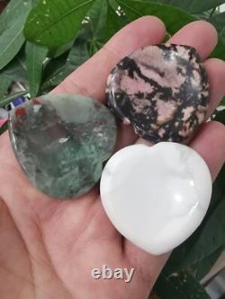 Wholesale! 50pcs Mix Crystal Love Heart Worry Stone Palm Stone Rei Healing Gift