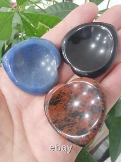 Wholesale! 50pcs Mix Crystal Love Heart Worry Stone Palm Stone Rei Healing Gift