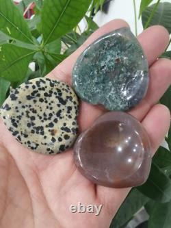 Wholesale! 50pcs Mix Crystal Love Heart Worry Stone Palm Stone Rei Healing Gift