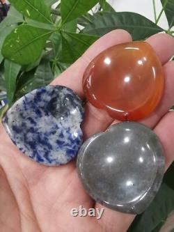 Wholesale! 50pcs Mix Crystal Love Heart Worry Stone Palm Stone Rei Healing Gift
