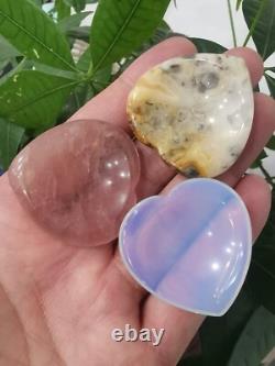 Wholesale! 50pcs Mix Crystal Love Heart Worry Stone Palm Stone Rei Healing Gift