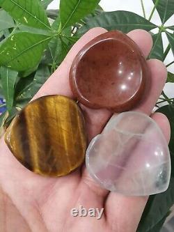 Wholesale! 50pcs Mix Crystal Love Heart Worry Stone Palm Stone Rei Healing Gift